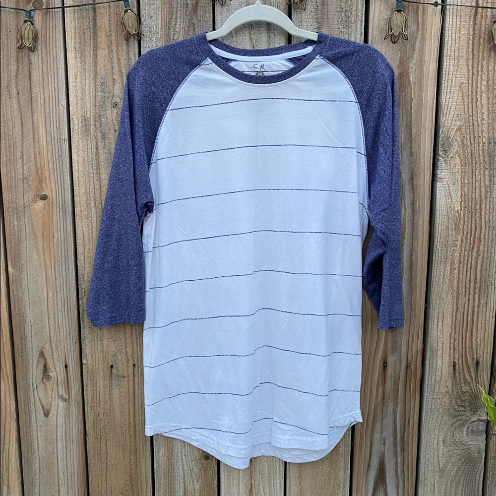 American Rag Shirt Men's Stripes White Blue  Size L